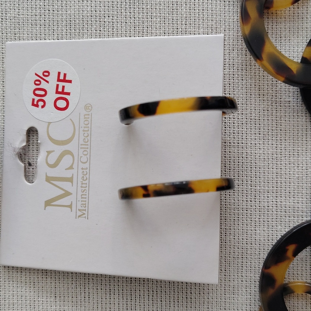 Earrings, Necklace, Bracelet Set By Mainstreet Collection NWT Animal Print Round - Picture 2 of 8